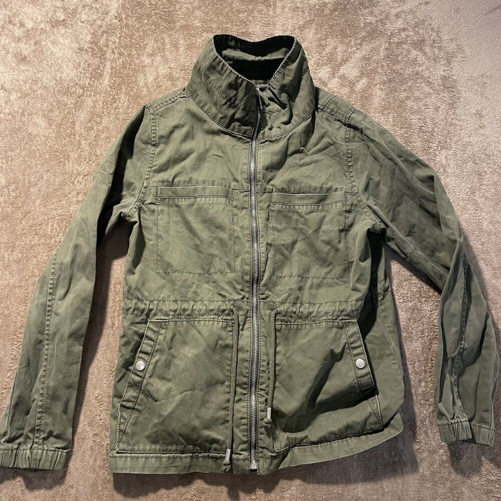 Old Navy Jacket Womens Medium Utility Military Olive Green Full Zip Coat